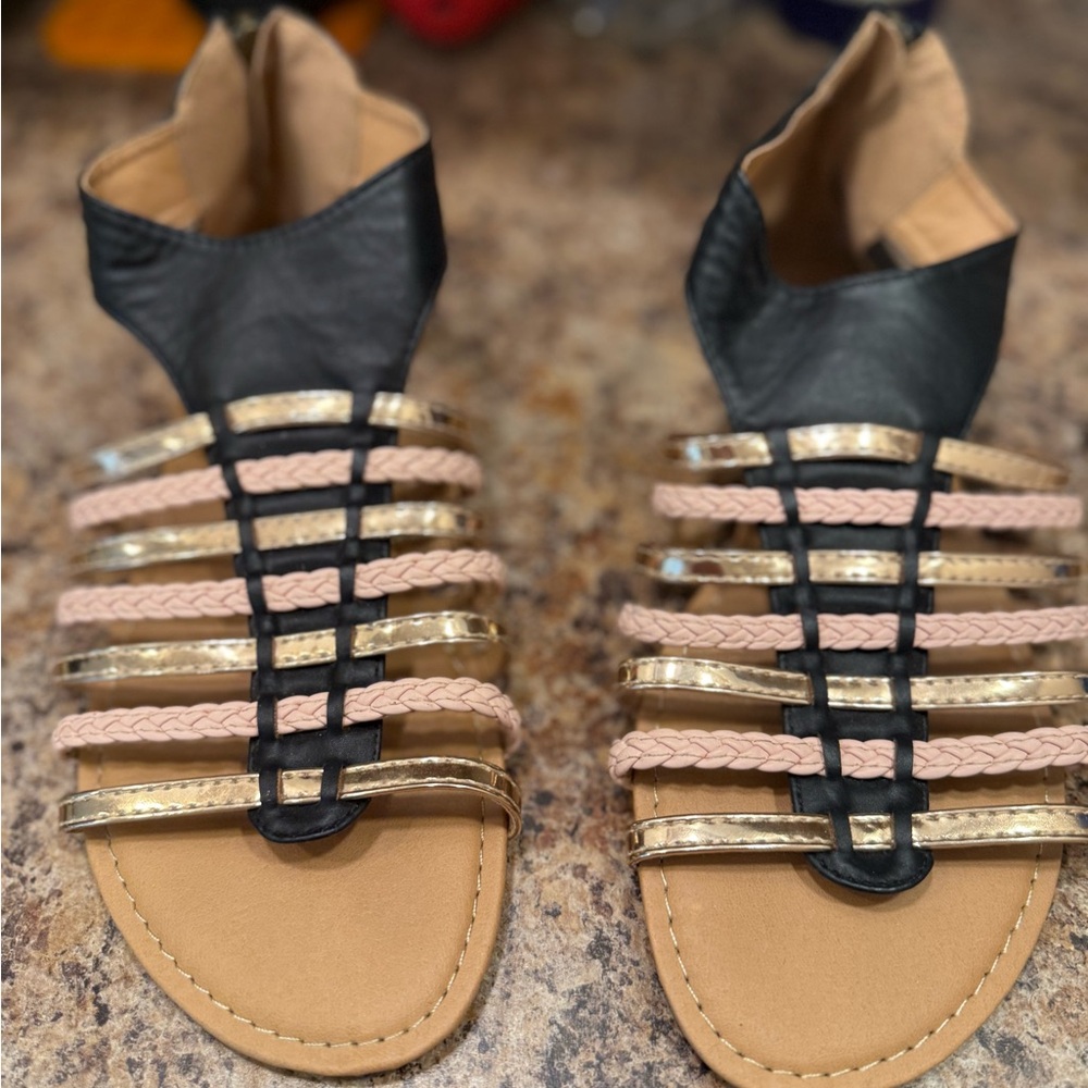 Stylish Black, Gold and Blush Pink Women's Sandals